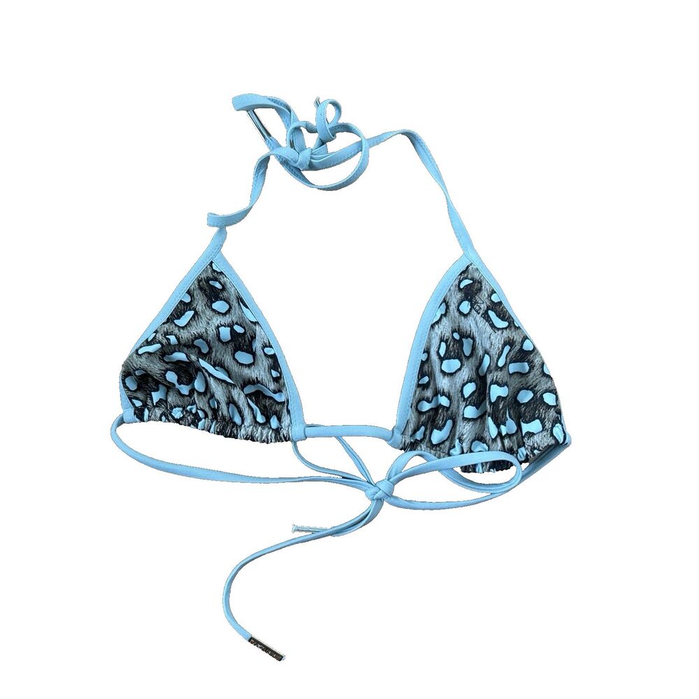 Roberto Cavalli Beachwear Leopard Bikini Set Blue Trim Azzurro Sz 38 IT/XXS NEW - Picture 4 of 11